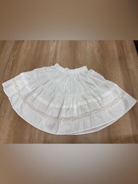 White Tiered Lace-Trim Women's Skirt